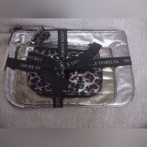 Victoria's Secret Metallic and Leopard Cosmetic Bag Set